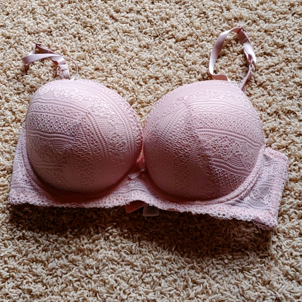 Blush pink lace bra